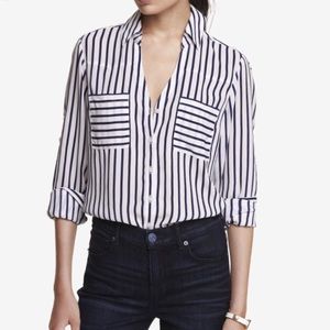 Striped navy and white blouse